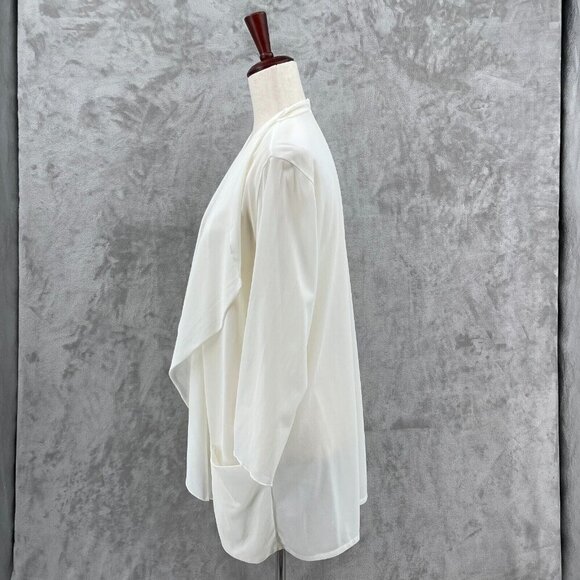 DeWeese Vintage White Nylon Chiffon Waterfall Collar Swim Cover Jacket - Picture 2 of 12